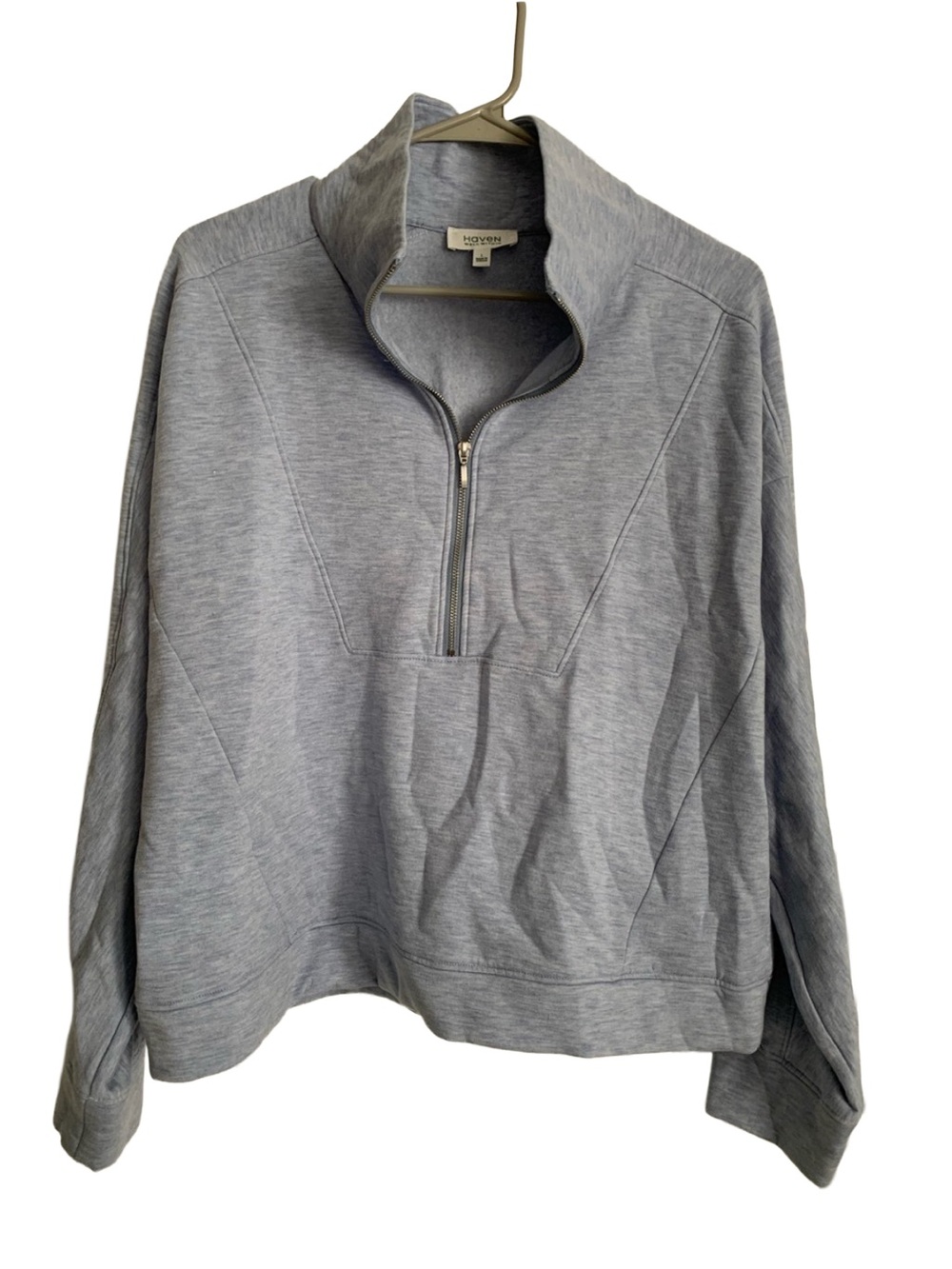 HAVEN Women’s Blue Purple Long Sleeve 1/4 Zip Tencel Lyocell Blend Pullover